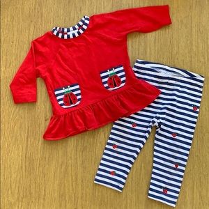 Florence Eiseman Baby Knit Lady Bug Pant Set 12M
